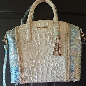 Brahmin Swanston Large Duxbury Satchel with Crocodile Embossed Leather